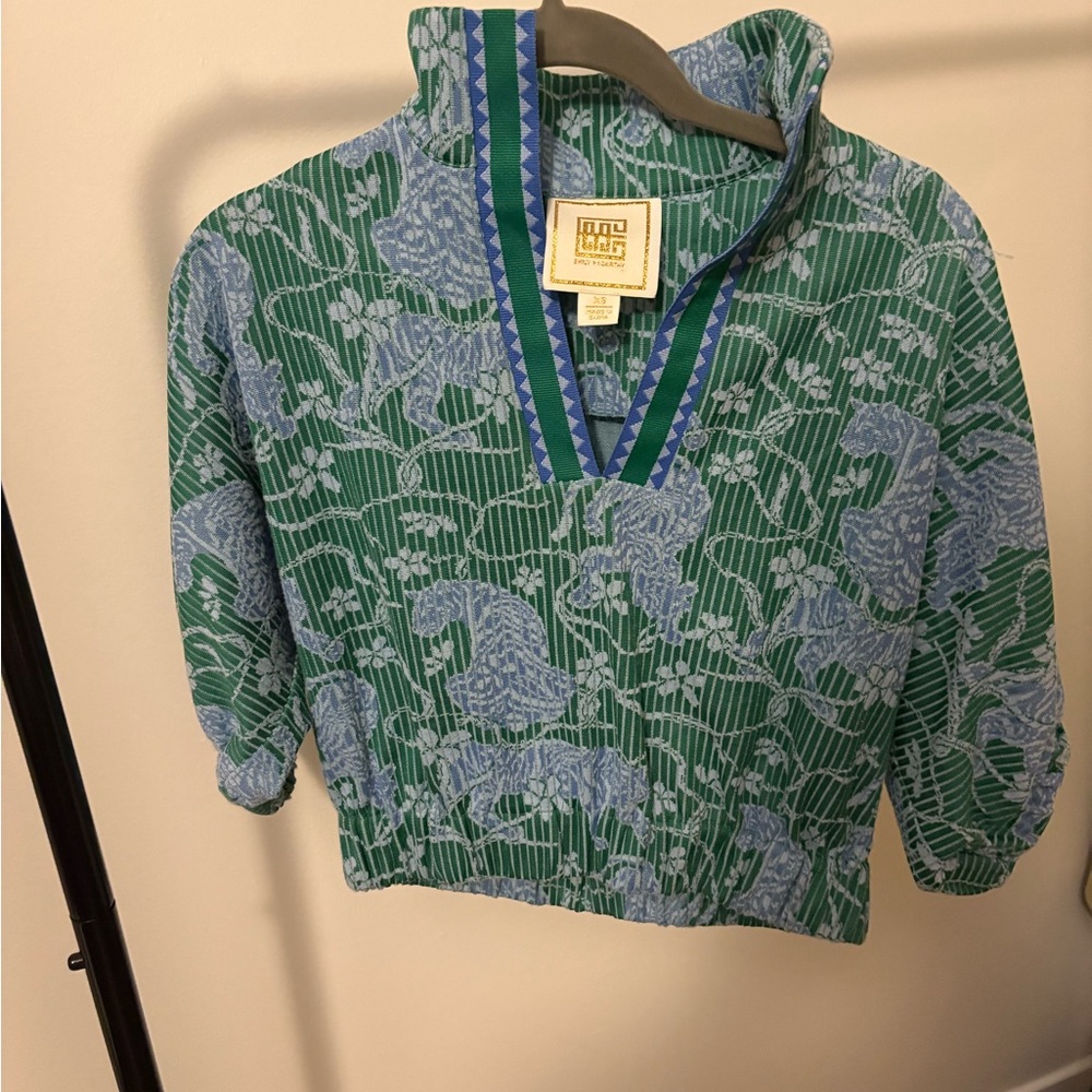 Bobo Choses Green and Blue Patterned Blouse